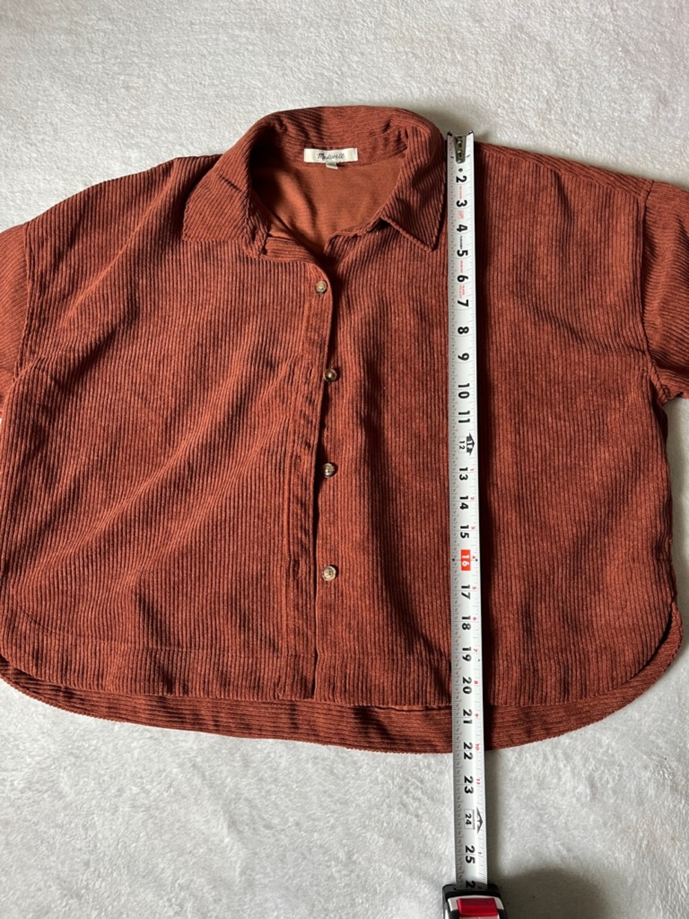 Madewell Ribbed Collar Button-Up in Burnt Orange - Picture 3 of 4